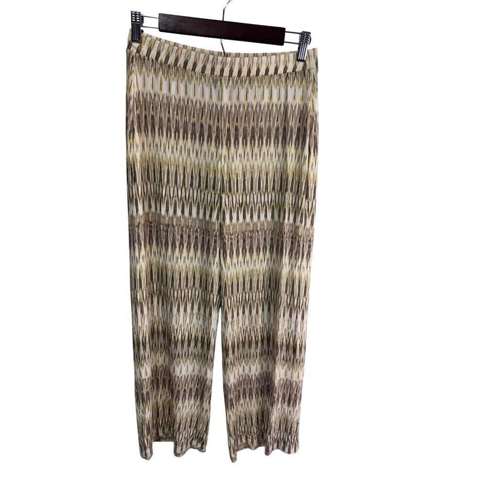 Chico's Travelers 0 Tan Ikat Print Pants Women's Elastic Waist Stretch